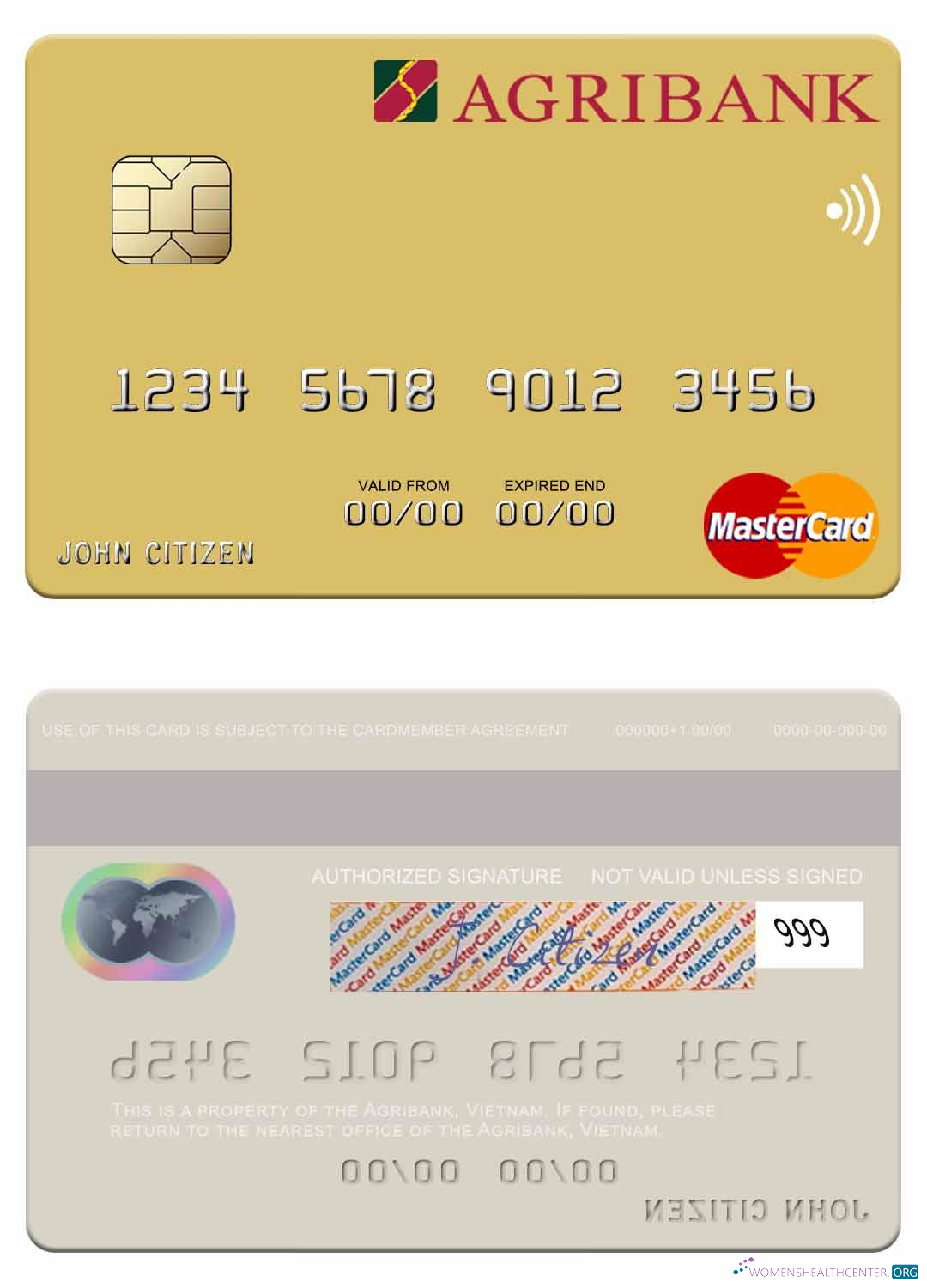 Download Vietnam Agribank mastercard Photoshop template